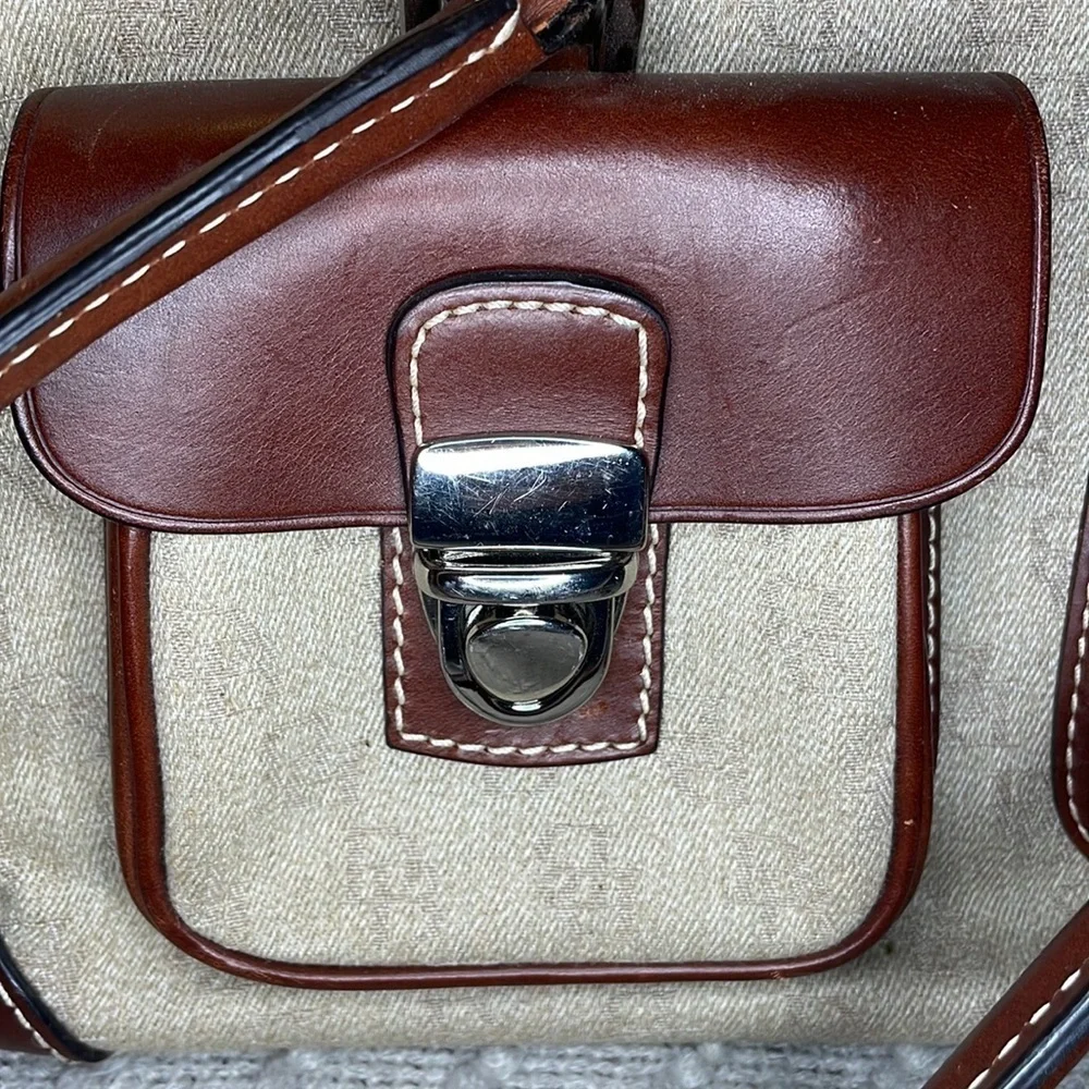 Dooney & Bourke Double Pocket Tote Purse in brown colored monogram. - Picture 5 of 14